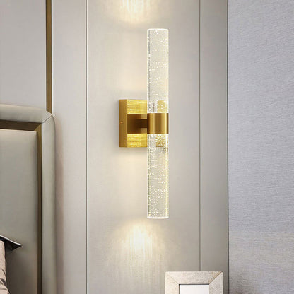 Luxury Hardware Crystal Strip Column LED Wall Sconce Lamp