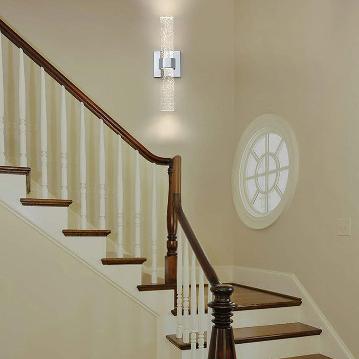 Luxury Hardware Crystal Strip Column LED Wall Sconce Lamp