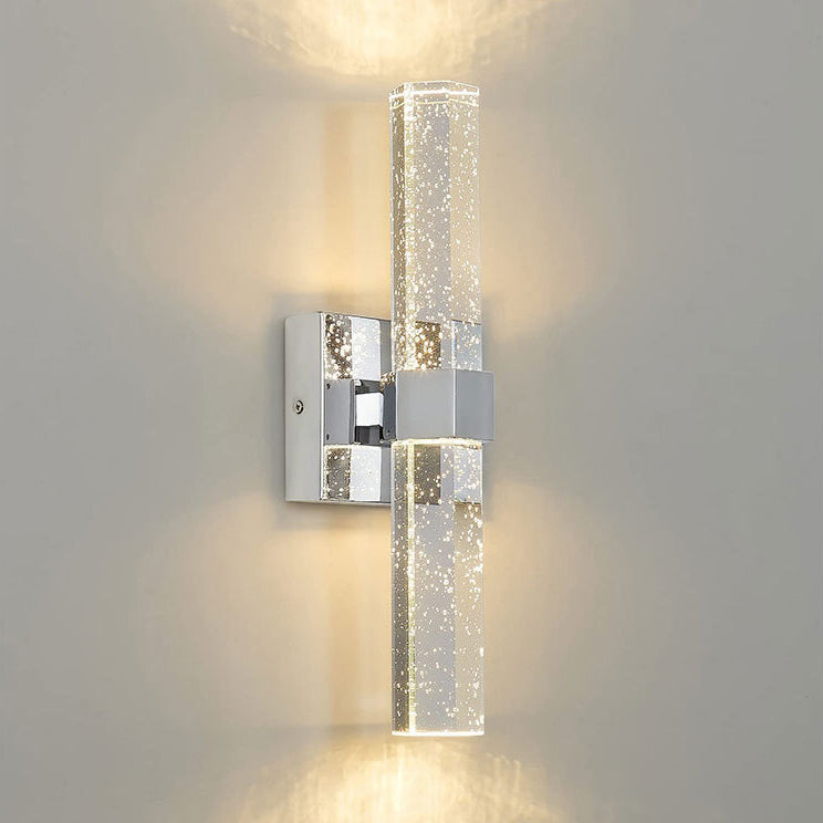 Luxury Hardware Crystal Strip Column LED Wall Sconce Lamp