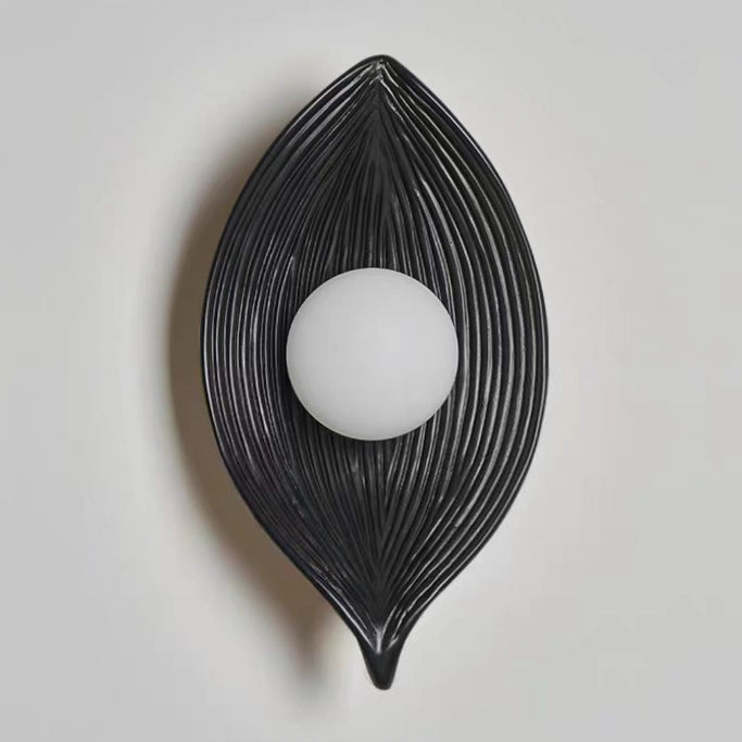 Japanese Leaf Resin Plastic 1-Light Wall Sconce Lamp