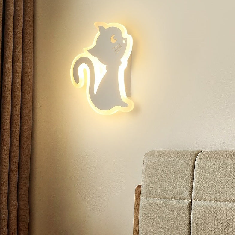 Simplicity Cartoon Cat Iron Acrylic LED Wall Sconce Lamp