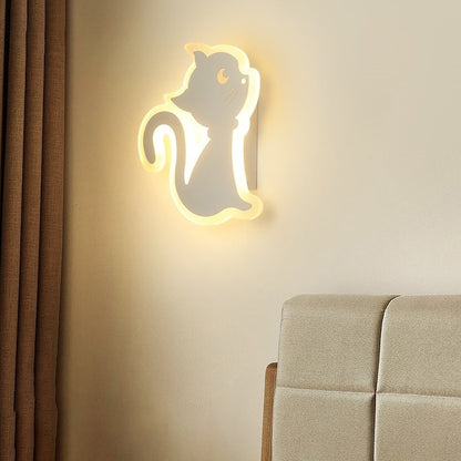 Simplicity Cartoon Cat Iron Acrylic LED Wall Sconce Lamp