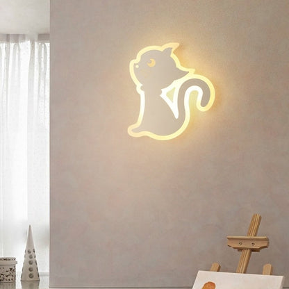 Simplicity Cartoon Cat Iron Acrylic LED Wall Sconce Lamp
