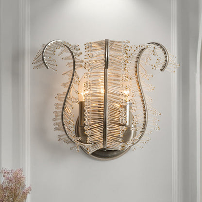 Glass Banana Leaf Iron Frame 3-Light Wall Sconce Lamp