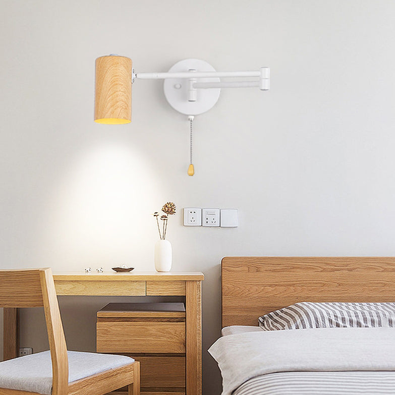 Scandinavian Plastic Woodgrain 1-Light Wall Sconce Lamp