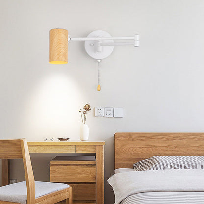 Scandinavian Plastic Woodgrain 1-Light Wall Sconce Lamp