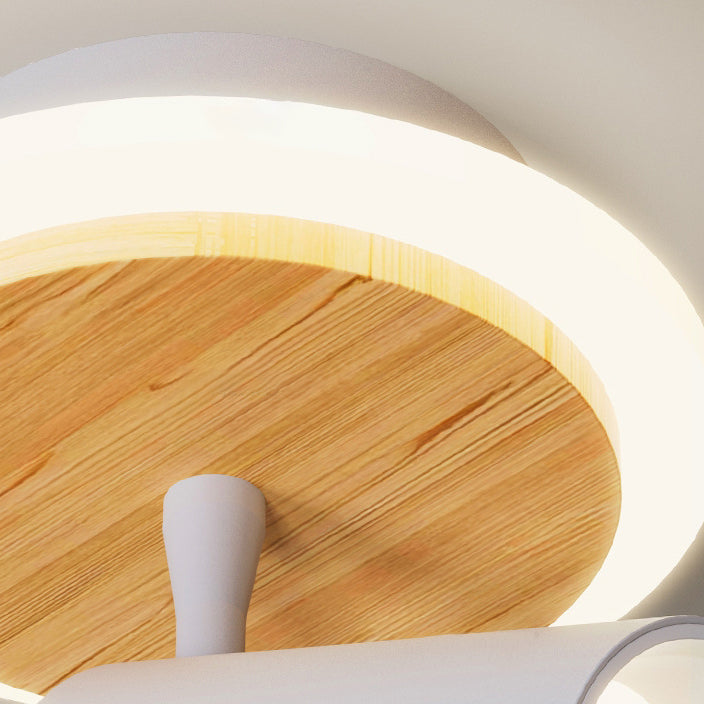 Modern Minimalist Round Wood Aluminum LED Wall Sconce Lamp