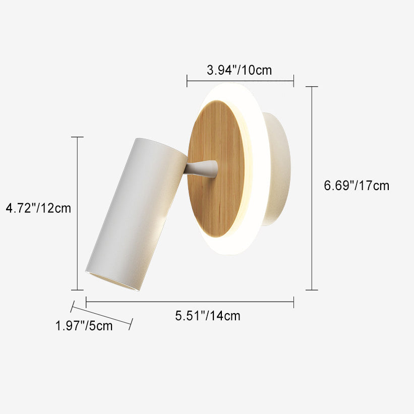 Modern Minimalist Round Wood Aluminum LED Wall Sconce Lamp