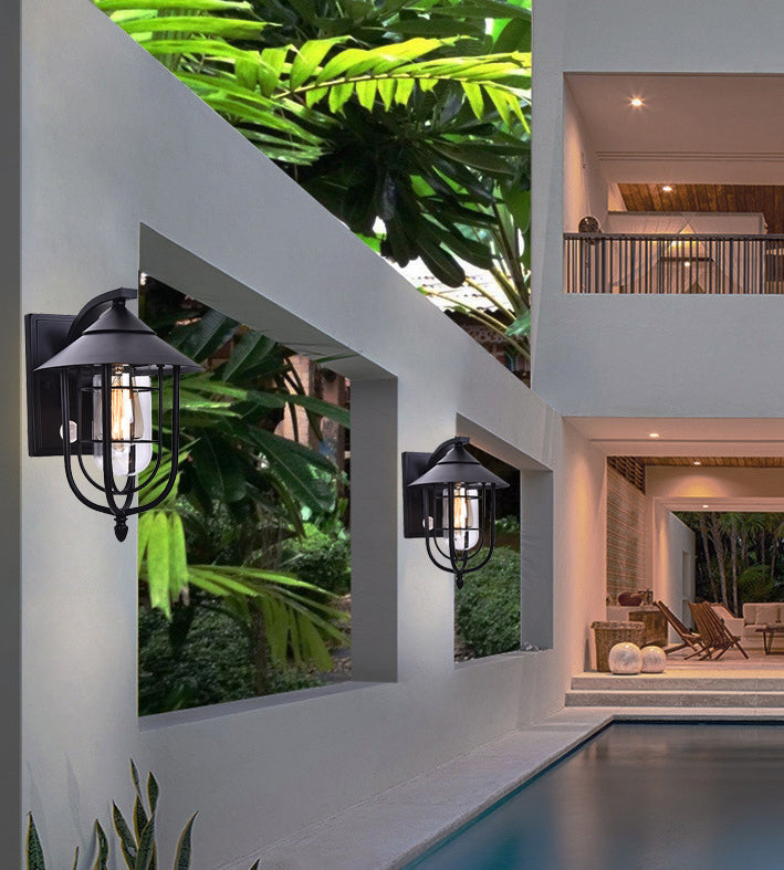 Iron Human Body Sensing 1-Light Outdoor Wall Sconce Lamp