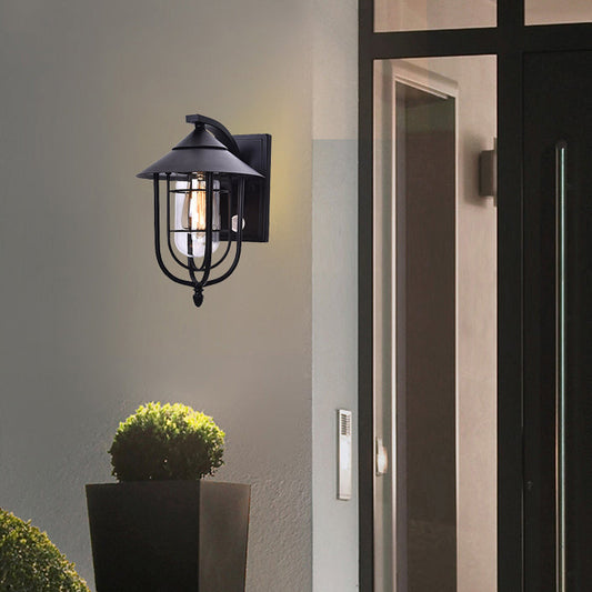 Iron Human Body Sensing 1-Light Outdoor Wall Sconce Lamp