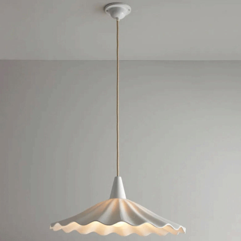 Minimalist Round Pleated Ceramic 1-Light Pendant Light
