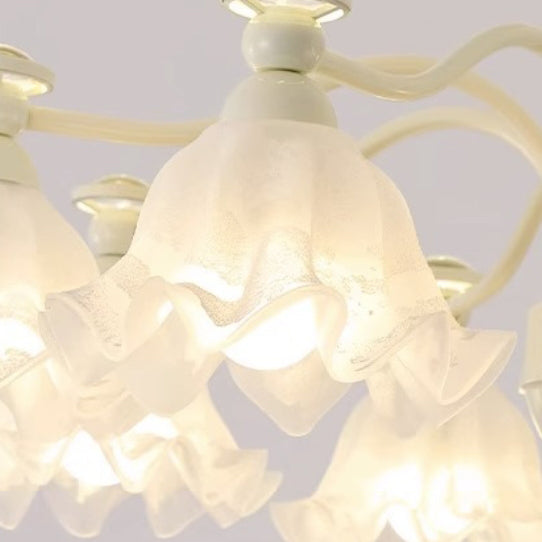 French Iron Glass Flower 1-Light Wall Sconce Lamp