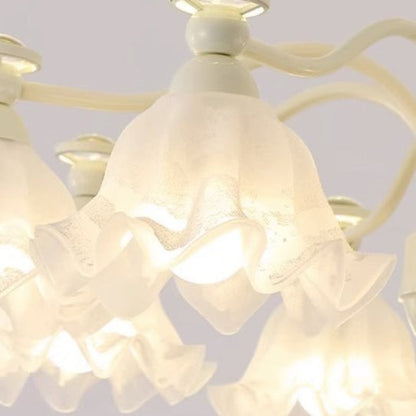 French Iron Glass Flower 1-Light Wall Sconce Lamp