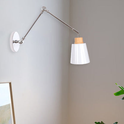 Retractable Iron Zinc Wood 1-Light Wall Sconce Lamp