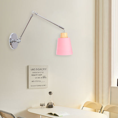 Retractable Iron Zinc Wood 1-Light Wall Sconce Lamp
