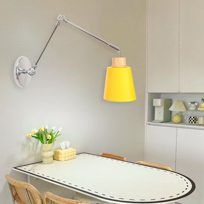 Retractable Iron Zinc Wood 1-Light Wall Sconce Lamp