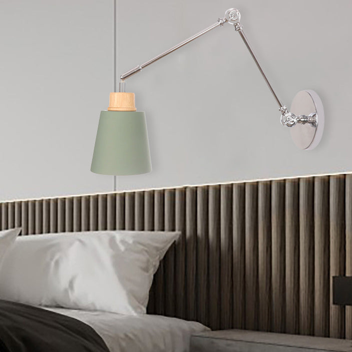 Retractable Iron Zinc Wood 1-Light Wall Sconce Lamp