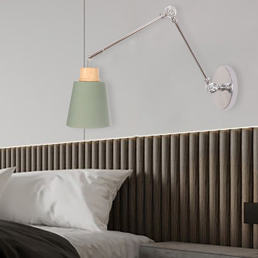 Retractable Iron Zinc Wood 1-Light Wall Sconce Lamp