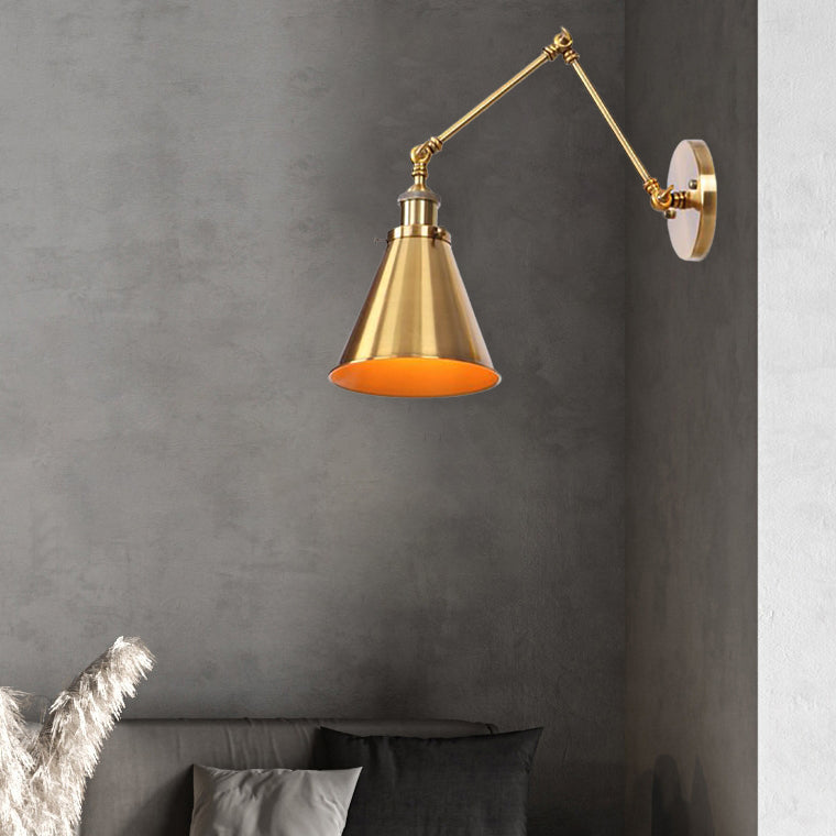 Retro Iron Cylinder Cone 1-Light Wall Sconce Lamp