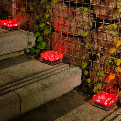 Solar LED Ice Brick Waterproof Glass Ground Light Garden Light