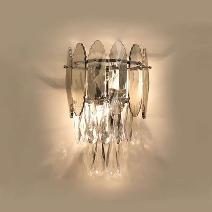 Luxury Crystal Multi-Layer Column 1-Light Wall Sconce Lamp