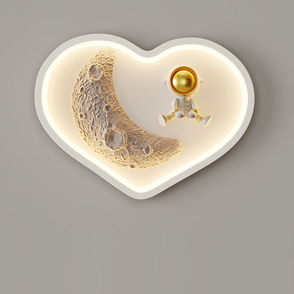 Flower-Shaped Resin Moon Astronaut LED Wall Sconce Lamp