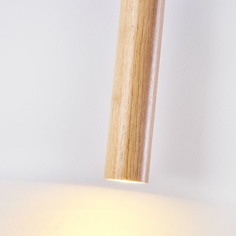 Minimalist Long Strip Rubber Wood LED Wall Sconce Lamp