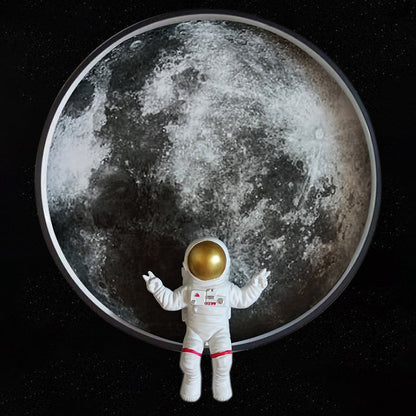 Round Lunar Astronaut Hardware Resin LED Wall Sconce Lamp