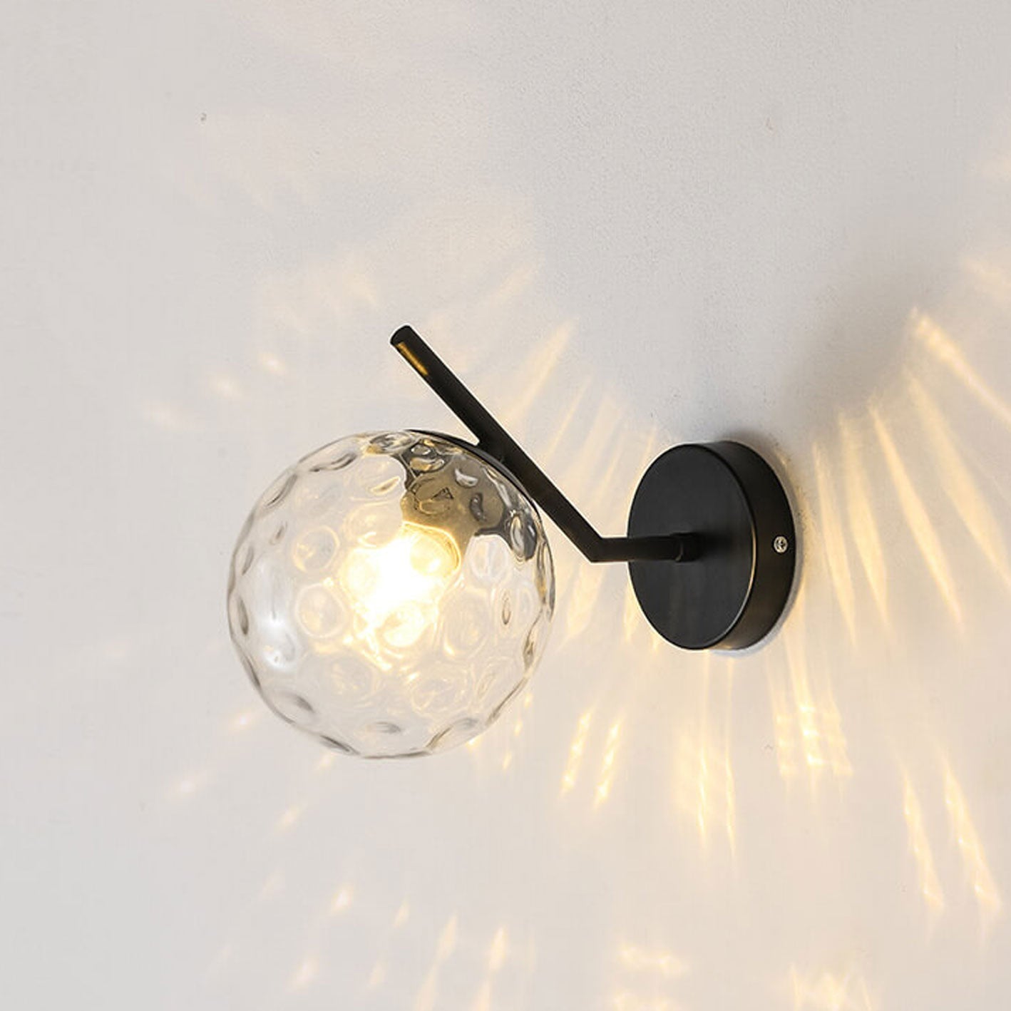 Minimalist Glass Ball Curve Lamp Arm 1-Light Wall Sconce