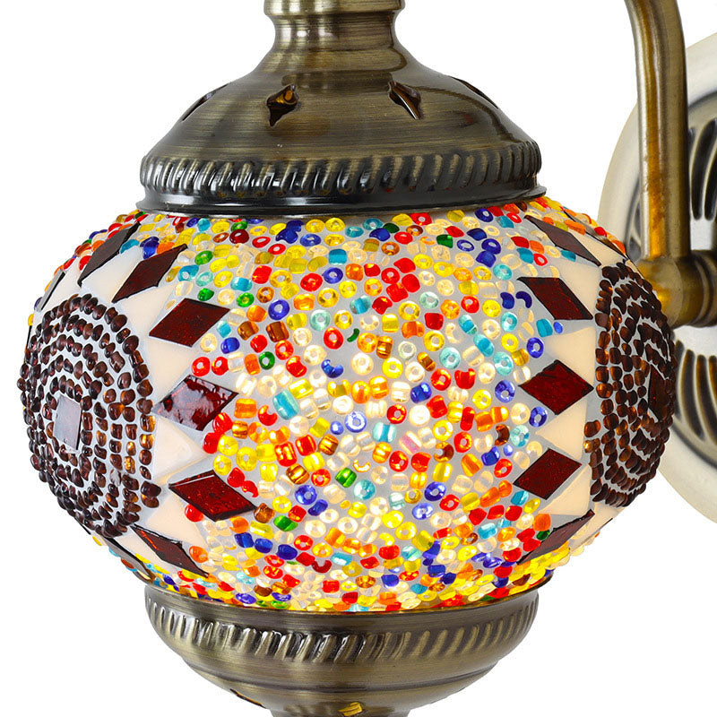 Retro Iron Glass Mosaic Globe 1-Light Wall Sconce Lamp