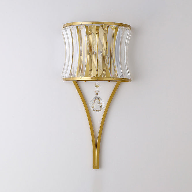 Half Triangle Iron Crystal 1-Light Wall Sconce Lamp