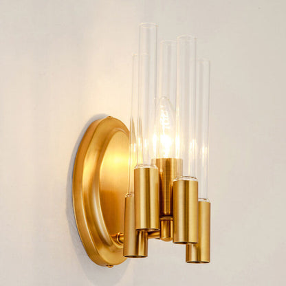 Light Wrought Iron Long Tube 1-Light Wall Sconce Lamp