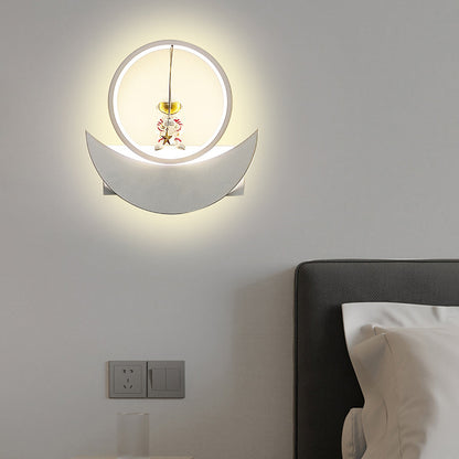 Resin Round Iron Aluminum Shade LED Kids Wall Sconce Lamp