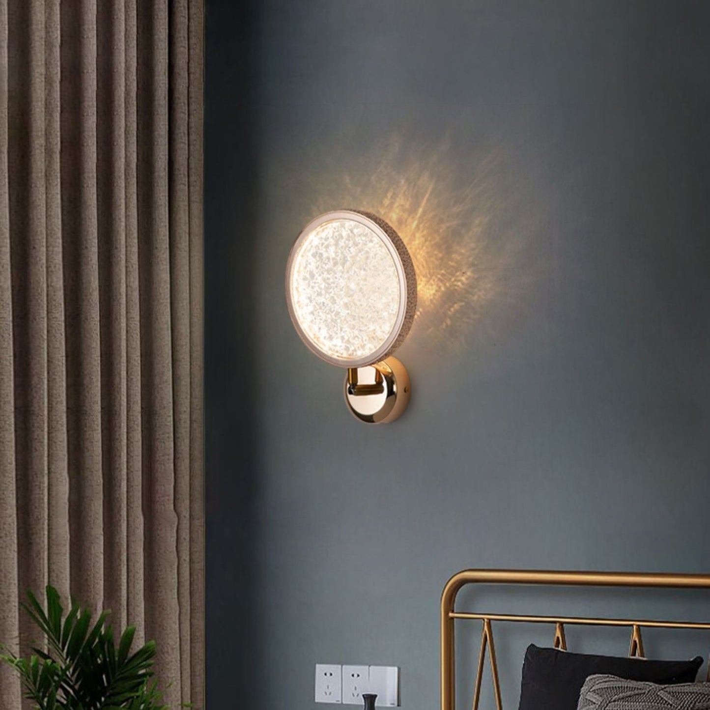 Rose Iron Circle Ring Acrylic Shade LED Wall Sconce Lamp