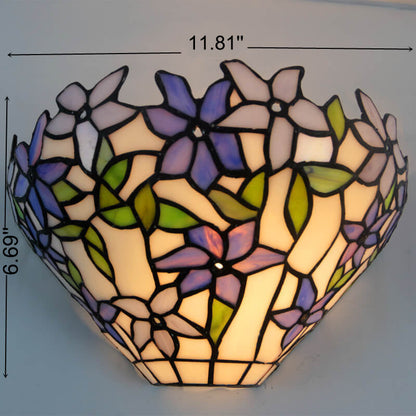 Tiffany Flower Stained Glass Bowl 1-Light Wall Sconce Lamp