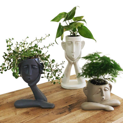 Matte Ceramic Face Vase Set