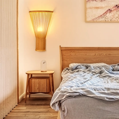 Japanese Tapered Bamboo 1-Light Wall Sconce Lamp