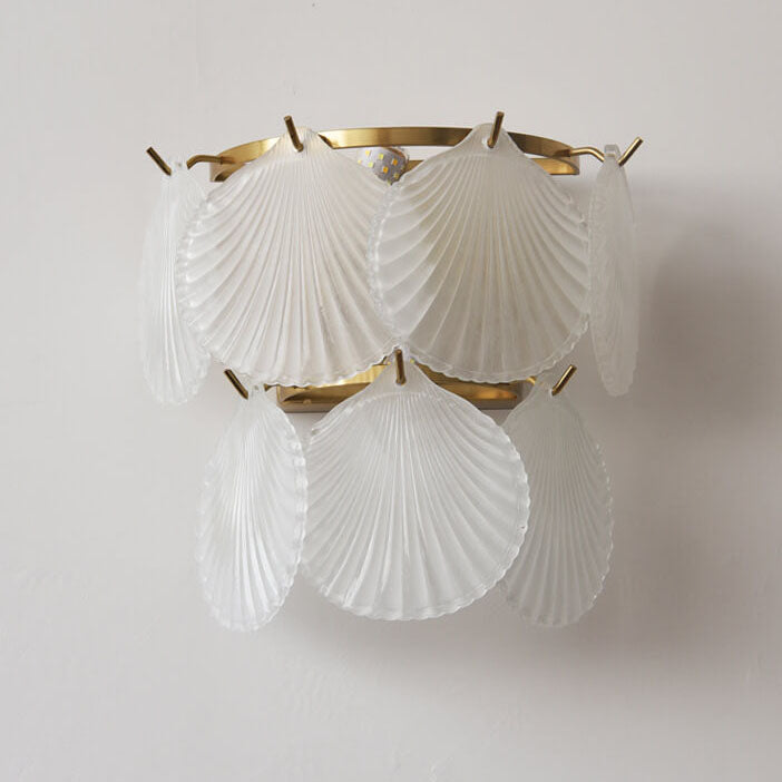 French Hardware Glass Shell 2-Light Wall Sconce Lamp