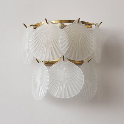 French Hardware Glass Shell 2-Light Wall Sconce Lamp