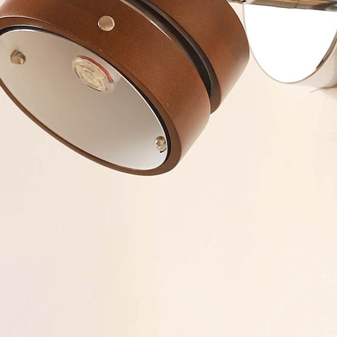 Japanese Walnut Iron Lamp Arm 1-Light Wall Sconce Lamp