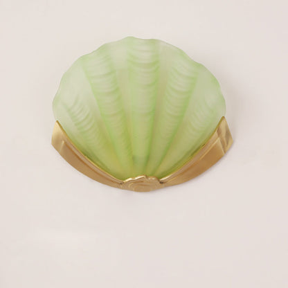 Modern Art Deco Shell Brass Glass 1-Light Wall Sconce Lamp