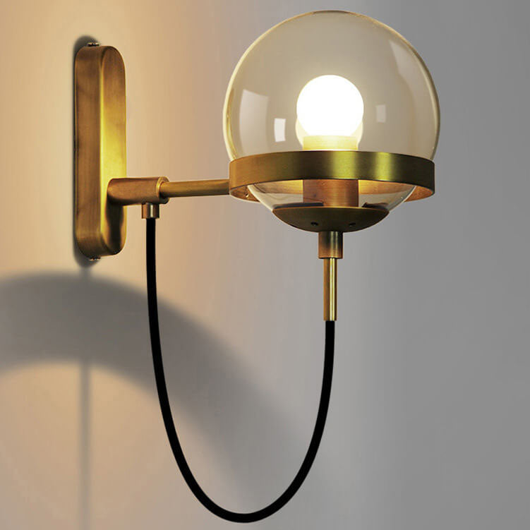 Round Electroplated Copper Glass 1-Light Wall Sconce Lamp