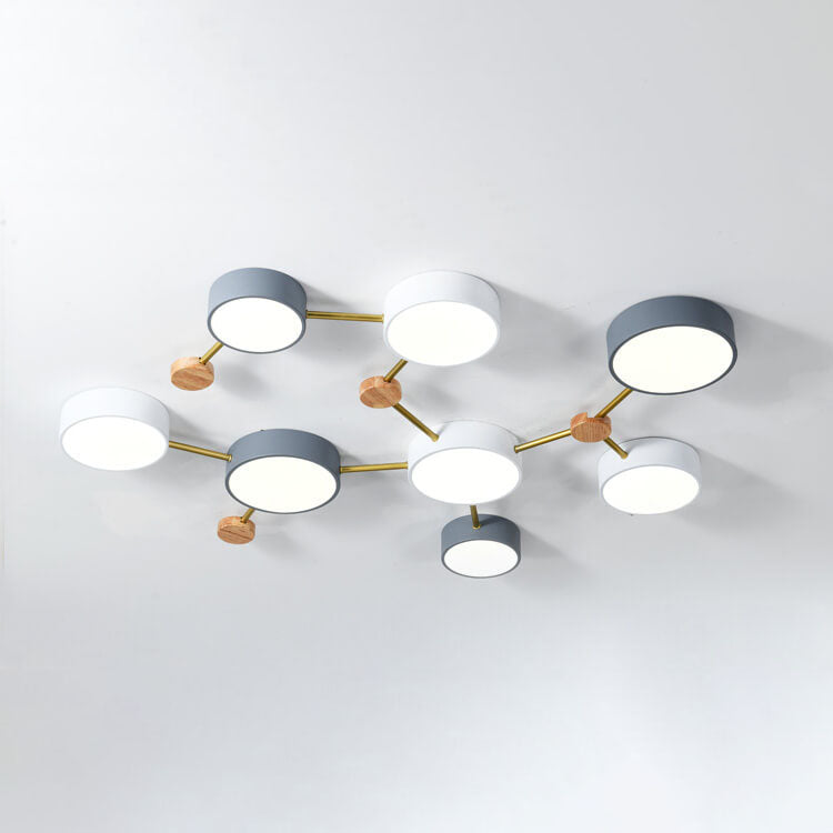 Scandinavian Solid Wood Iron LED Flush Mount Ceiling Light