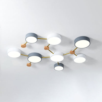 Scandinavian Solid Wood Iron LED Flush Mount Ceiling Light