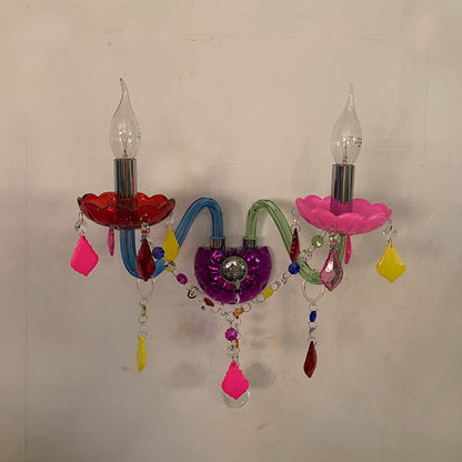 Kids Candlestick Holder Flower 2-Light Wall Sconce Lamp