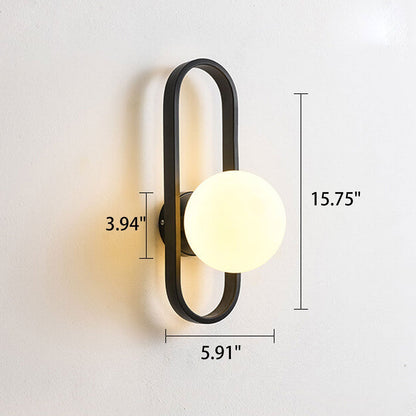 Minimalist Oval Ring Iron Glass 1-Light Wall Sconce Lamp