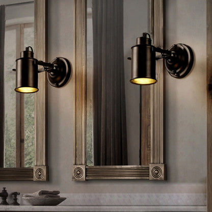 Industrial Iron Cylinder 1-Light Spotlight Wall Sconce Lamp