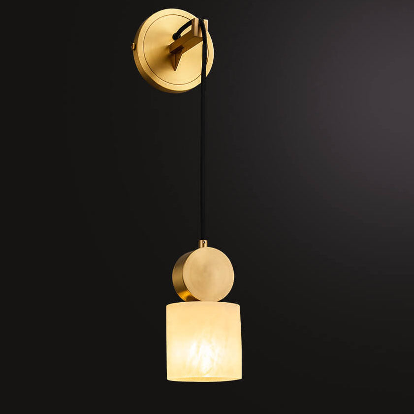 Light Square/Round Marble Shade 1-Light Wall Sconce Lamp