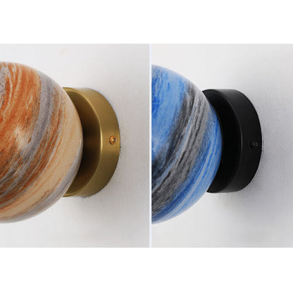 Creative Planet Glass Iron Orb 1-Light Wall Sconce Lamp