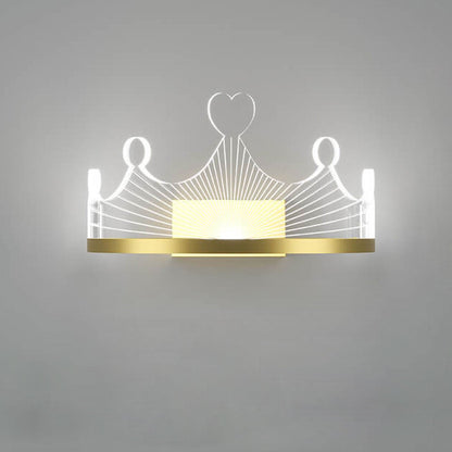 Light Luxury Crown Gold Iron Acrylic LED Wall Sconce Lamp